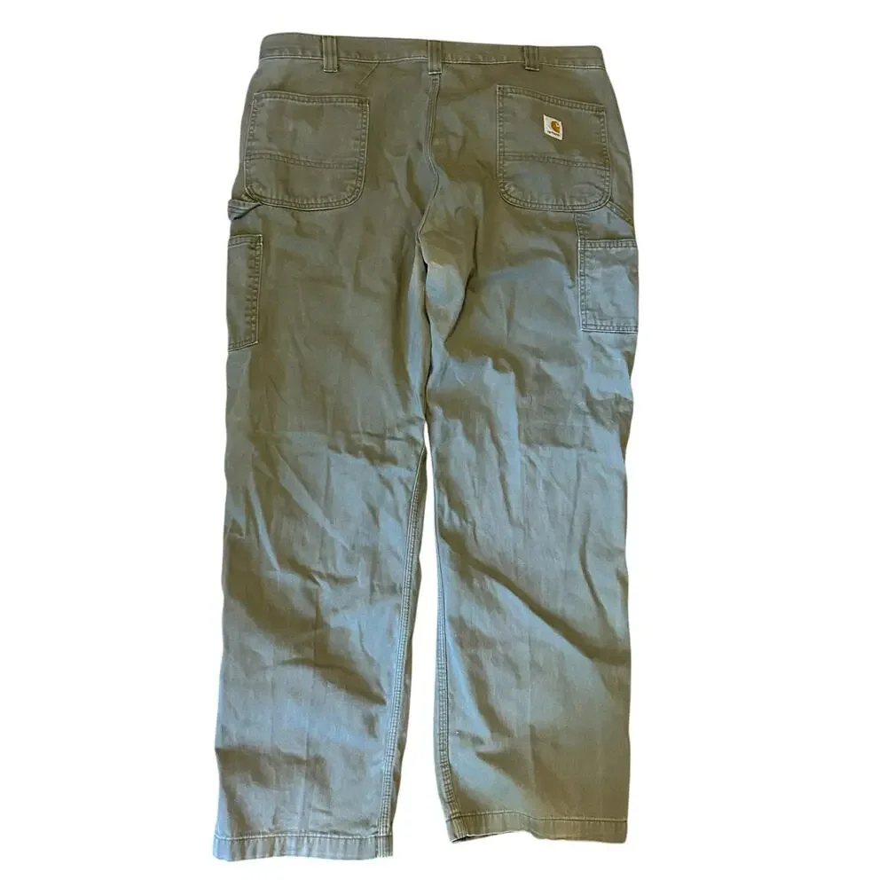 Carhartt Carpenter Work Pants Mens 42 x32 Olive Green Utility Relaxed Fit Cargo